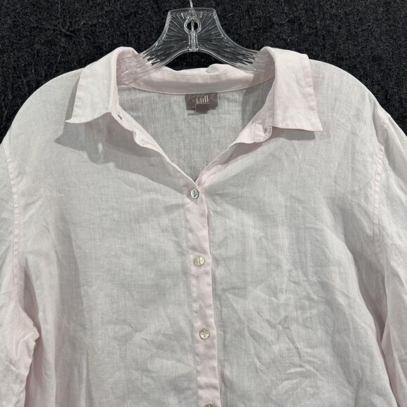 J Jill Shirt Women's Large Pink 100% Linen Button Front Long Sleeve Top Casual - Picture 2 of 8